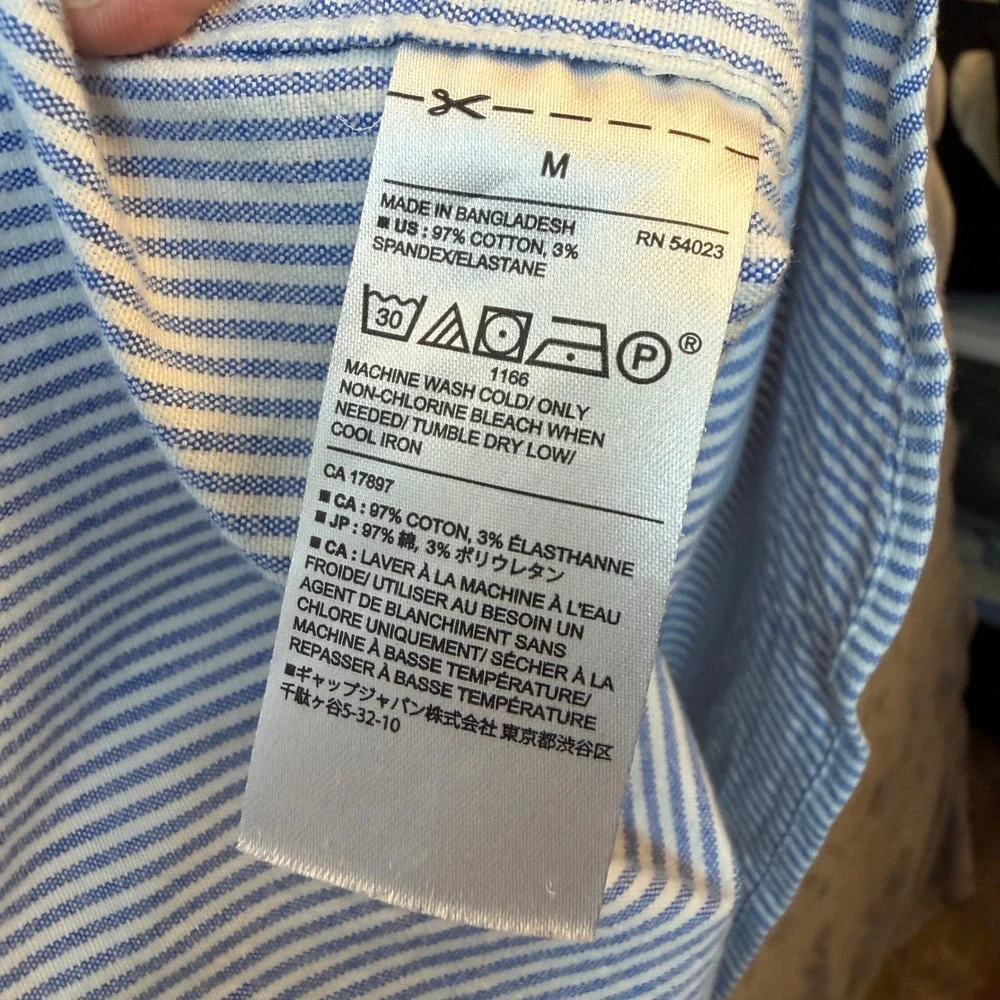 Banana Republic Button Down Shirts Men M Blue Stripe Plaid Oxford Slim Fit Lot 2